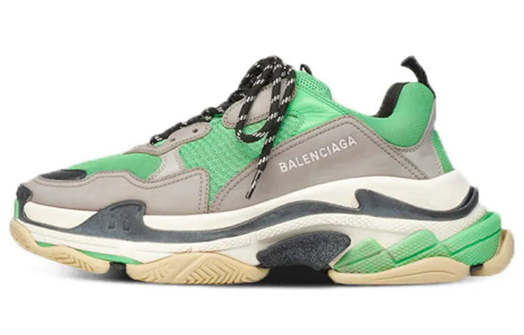 Balenciaga Triple S Chunky Male Sneakers, Grey/Green