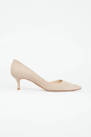 Beige Suede D'orsay Heel