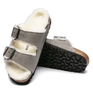 Birkenstock Arizona Shearling Suede Leather Color:  Stone Coin (MEDIUM/NARROW WIDTH)