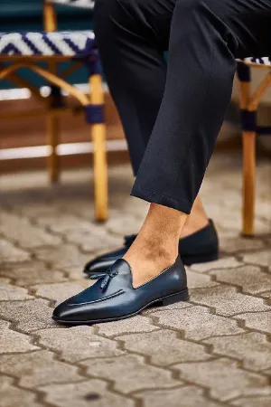 Bojoni Bravo Navy Blue Tassel Loafers