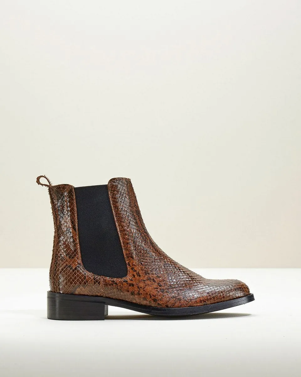 Bottines Chelsea En Cuir De Veau Filmana - Camel Et Noir