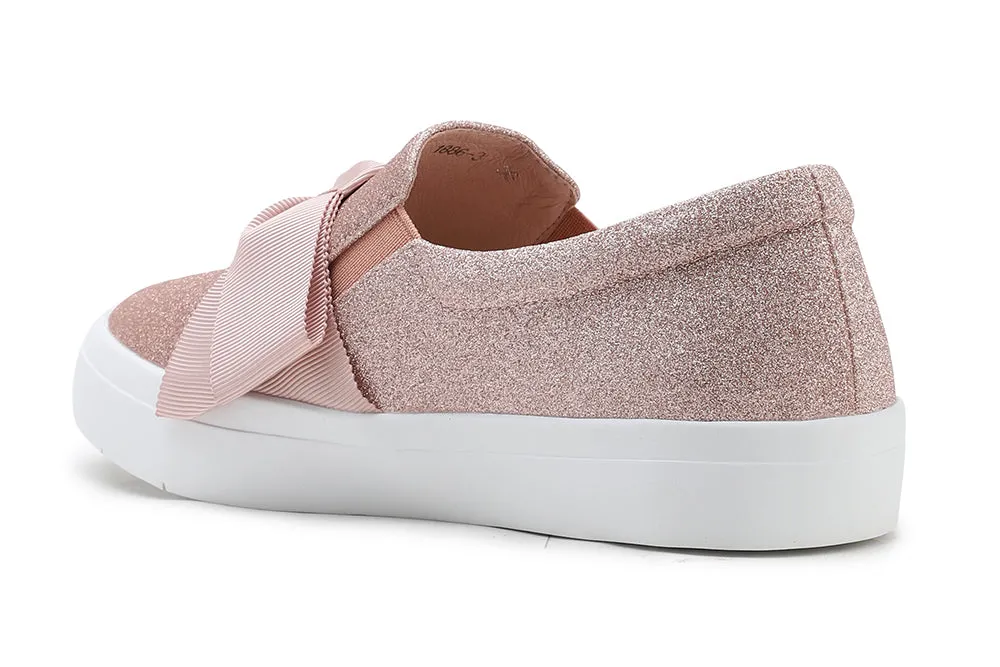 Bow Glittered Slip On Sneakers