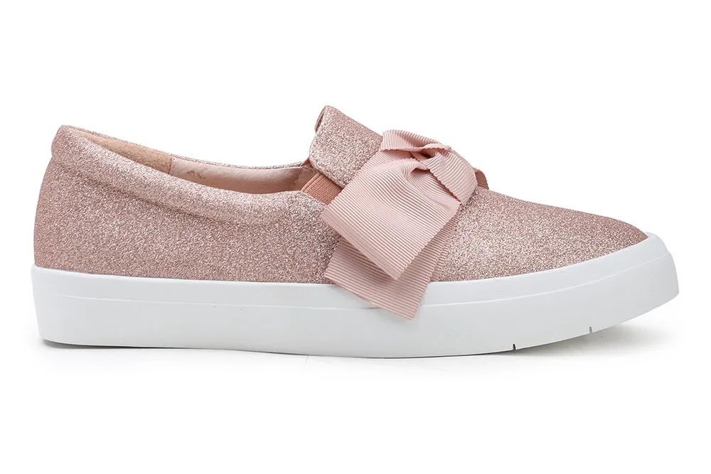 Bow Glittered Slip On Sneakers