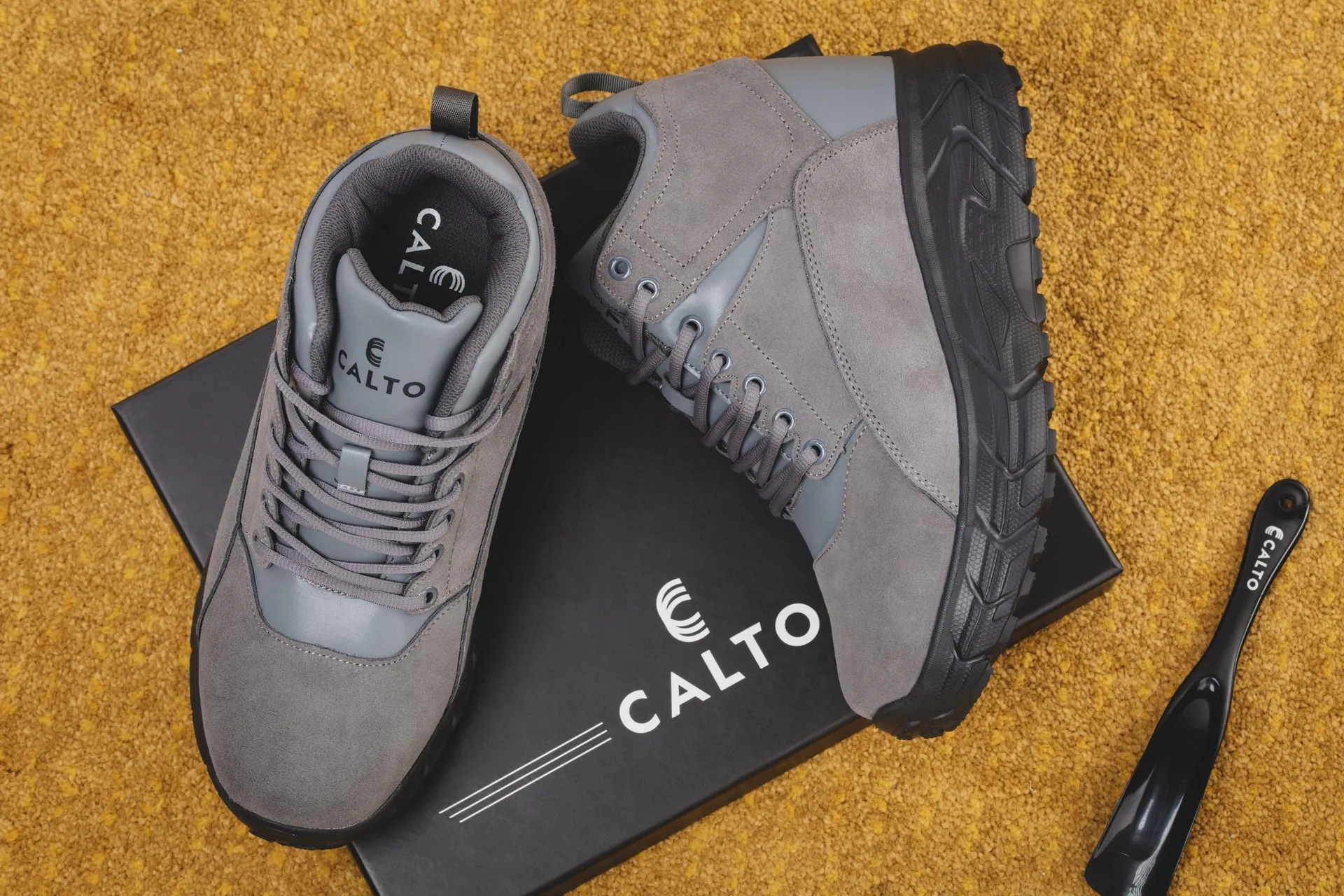 CALTO - S22800 - 4 Inches Taller (Grey) - Hiking Style Boots