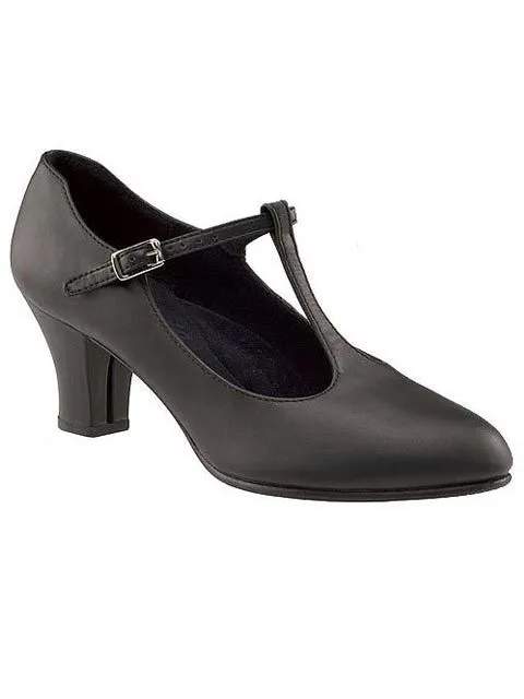 Capezio Jr. Footlight T-strap Chorus Heels - Black - Adult