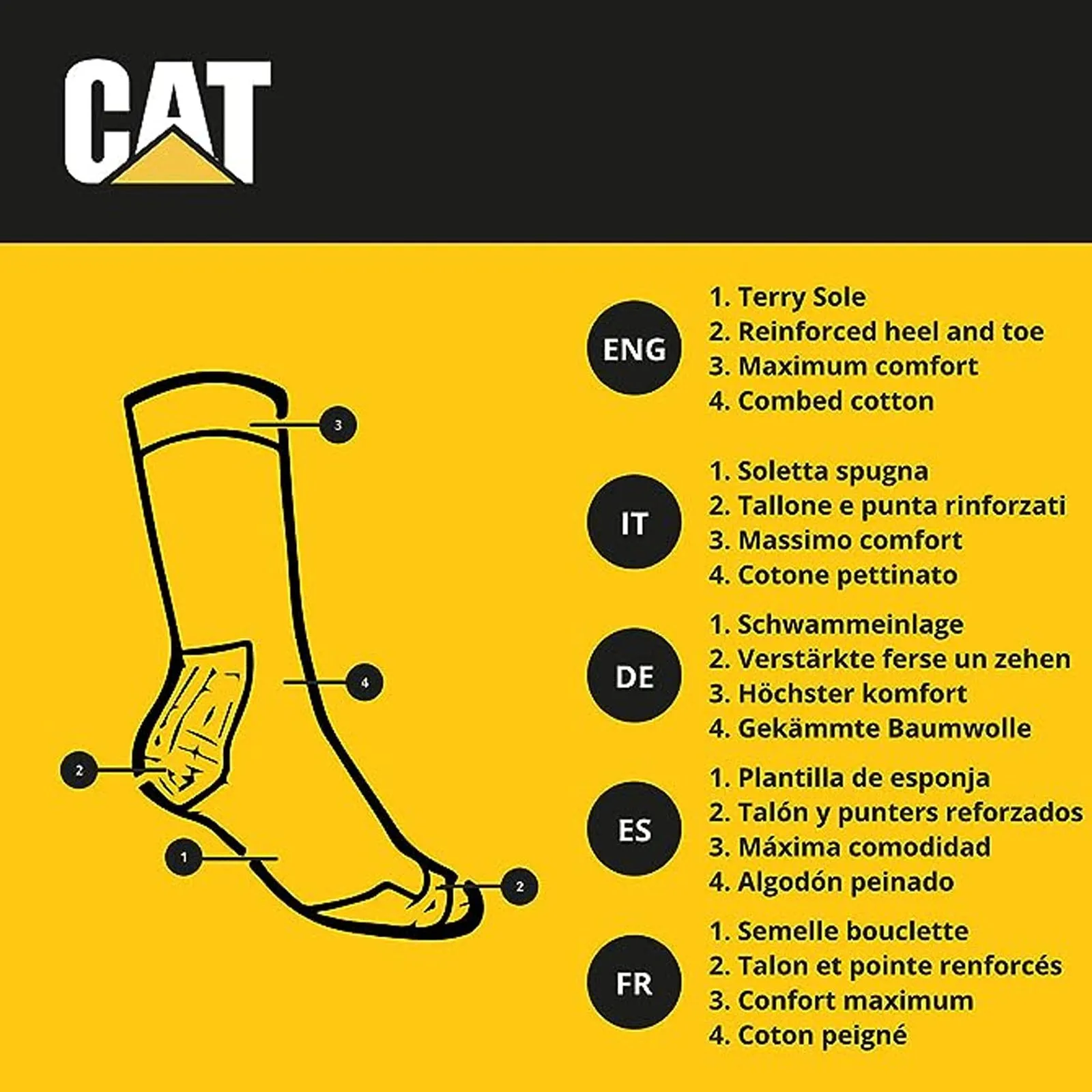 CAT Caterpillar Mens Heavy Duty Socks - Black