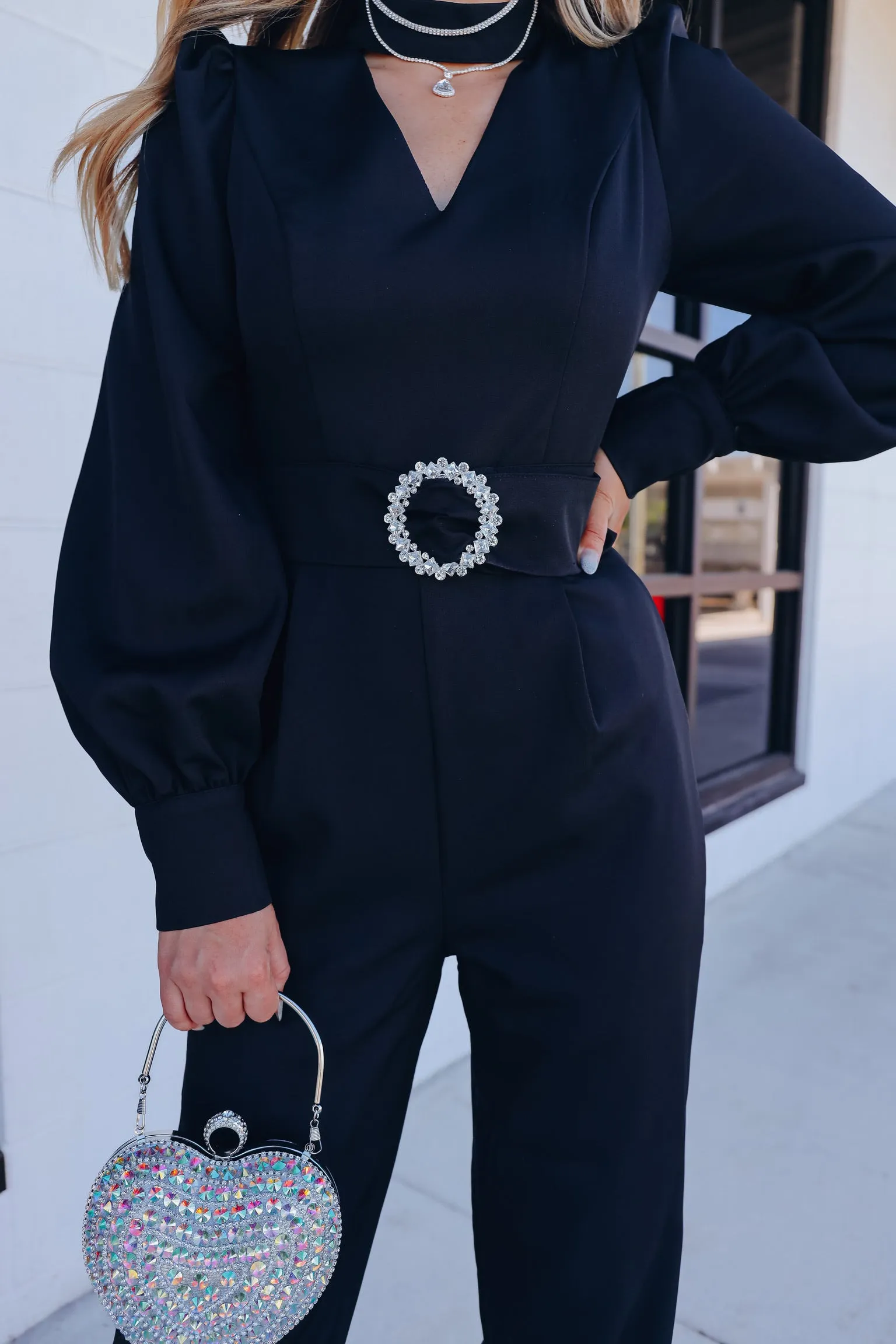 Catrina Cut-Out Belted Jumpsuit - Black