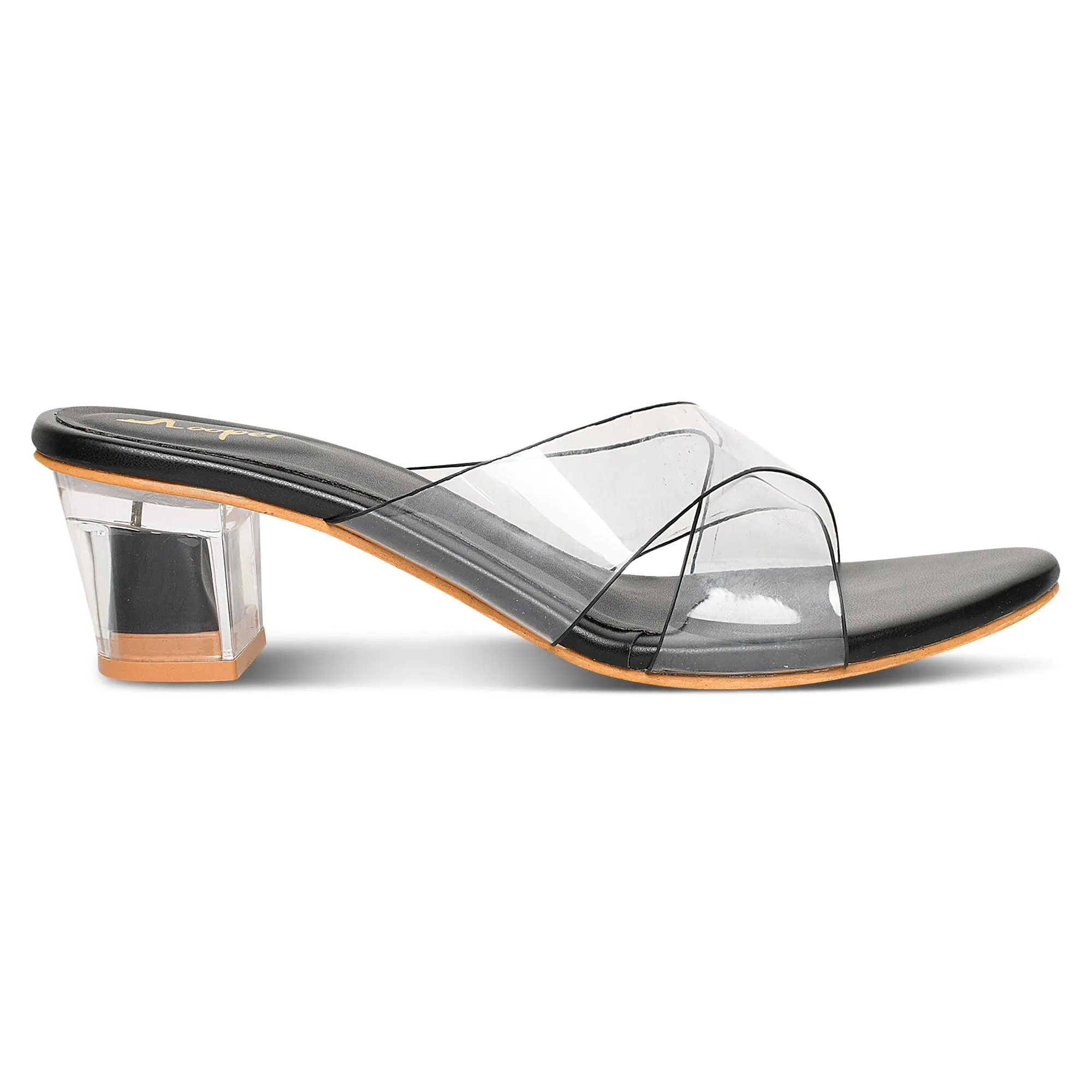 Cross Strap Clear Heels