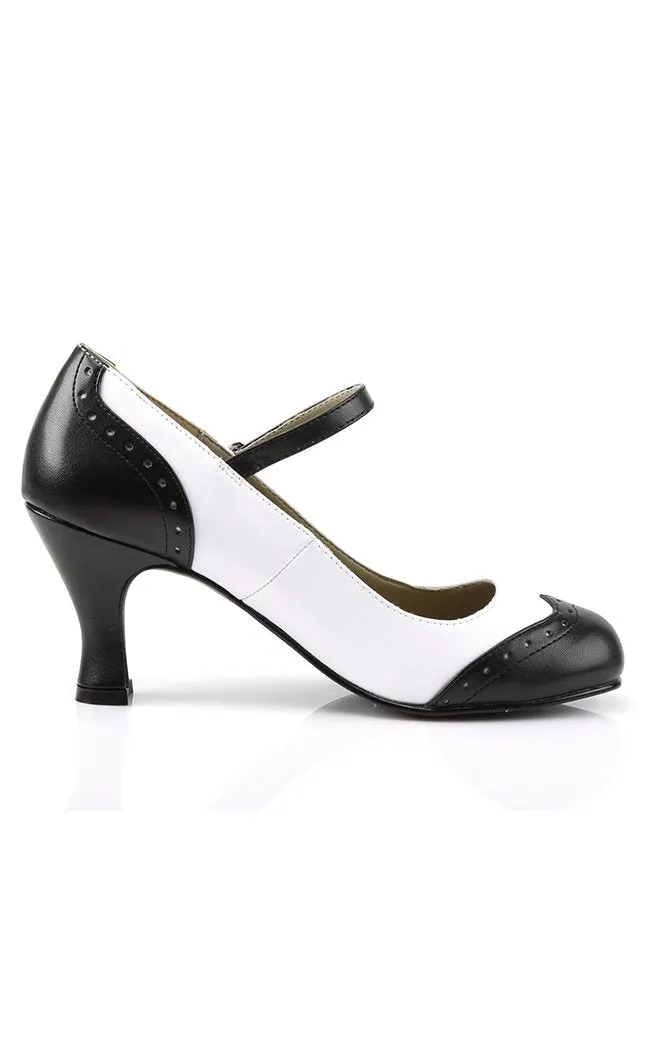 FLAPPER-25 Black White Heels