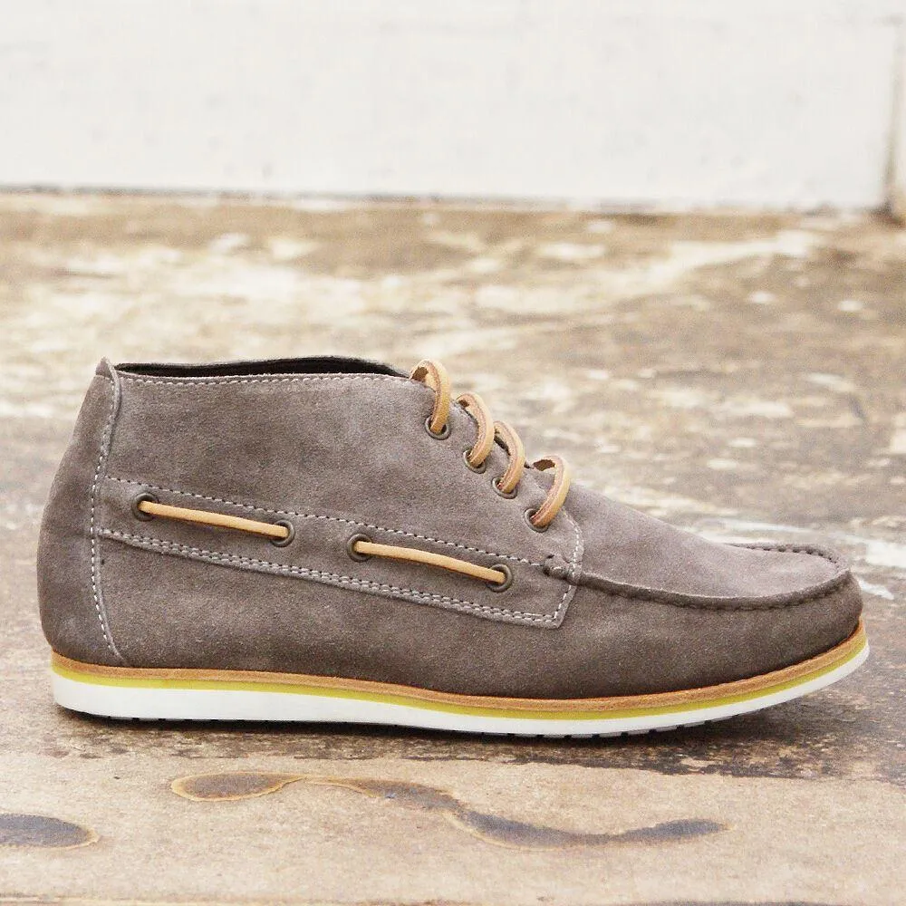 Greige Suede Leather Boat Shoes