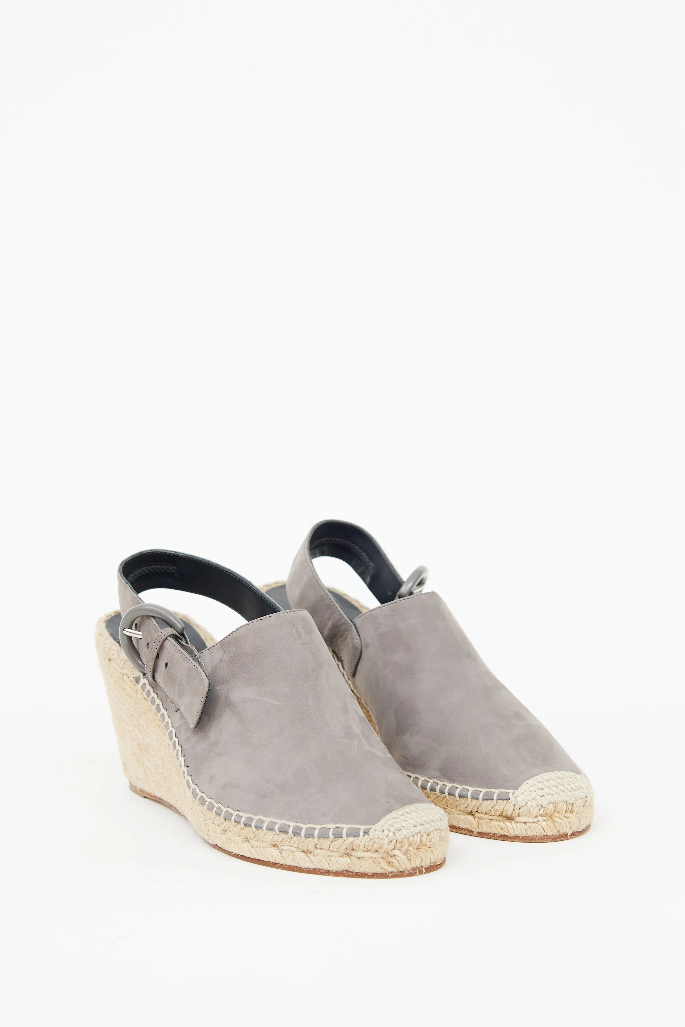 Grey Suede Espadrille Wedge