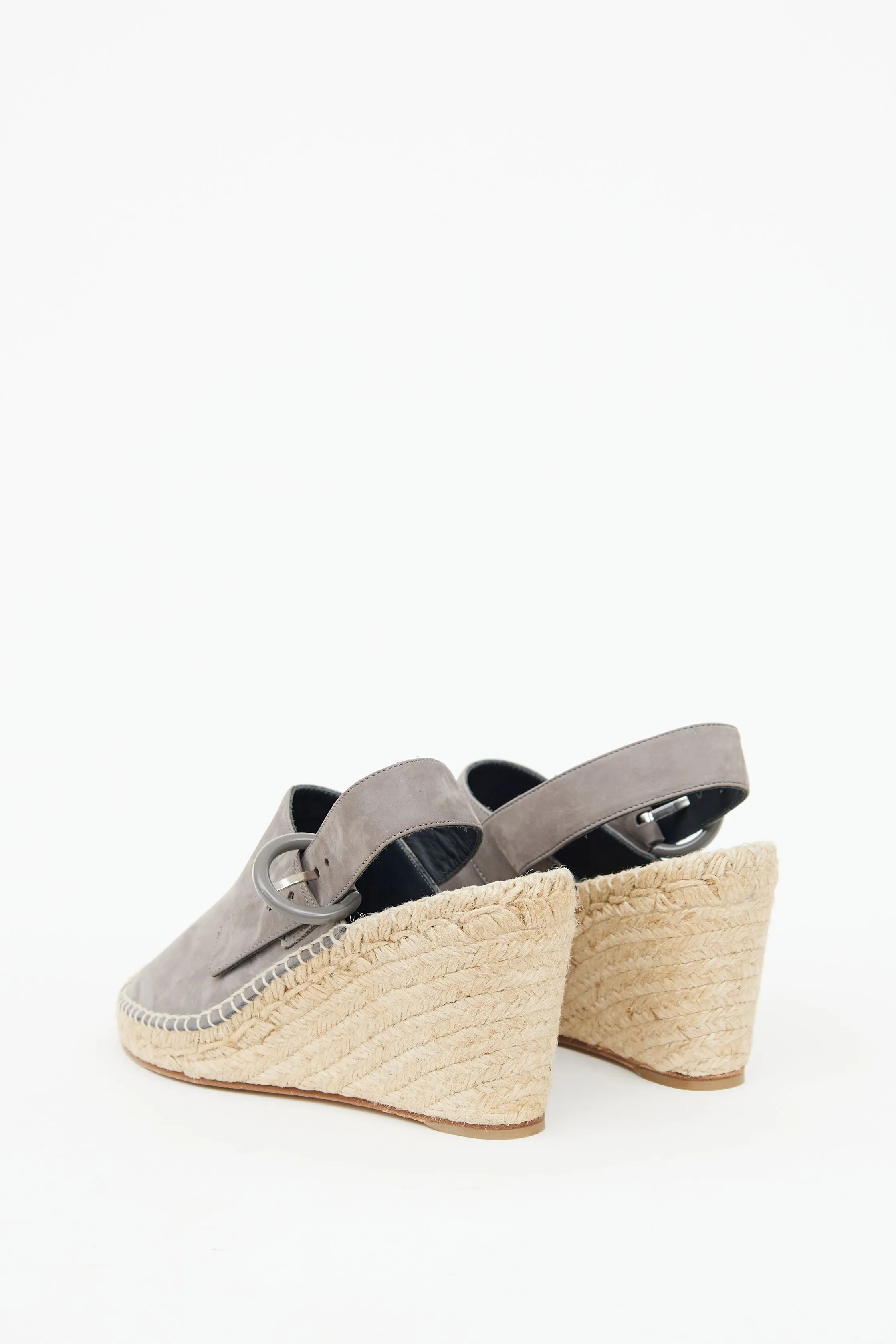 Grey Suede Espadrille Wedge