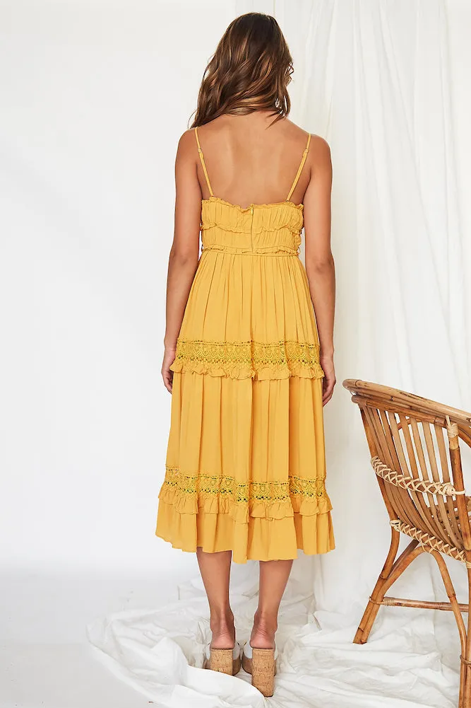 I See You Midi Dress Mustard