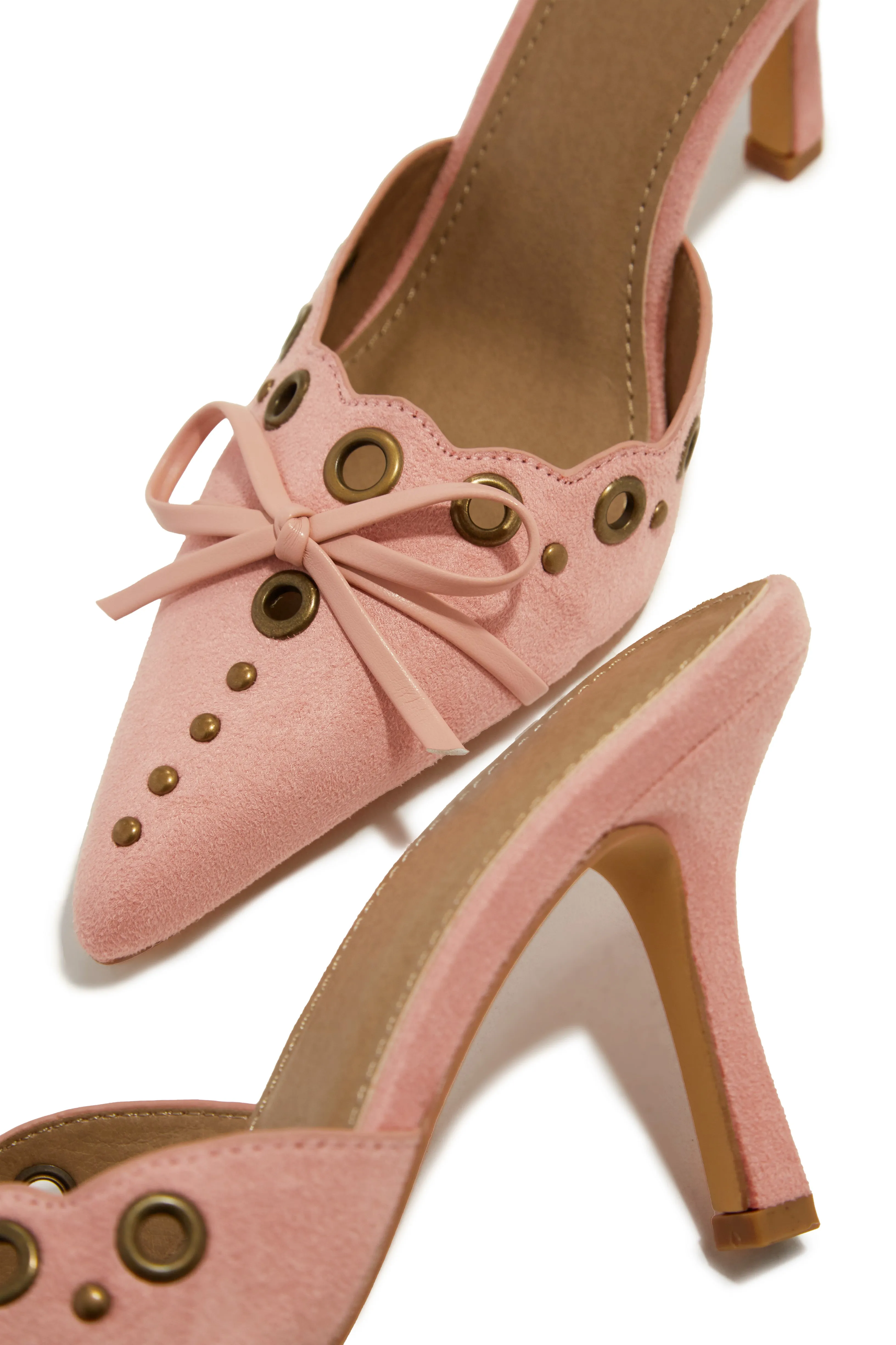 Jasmyn Mid Heel Mule Pumps - Light Pink