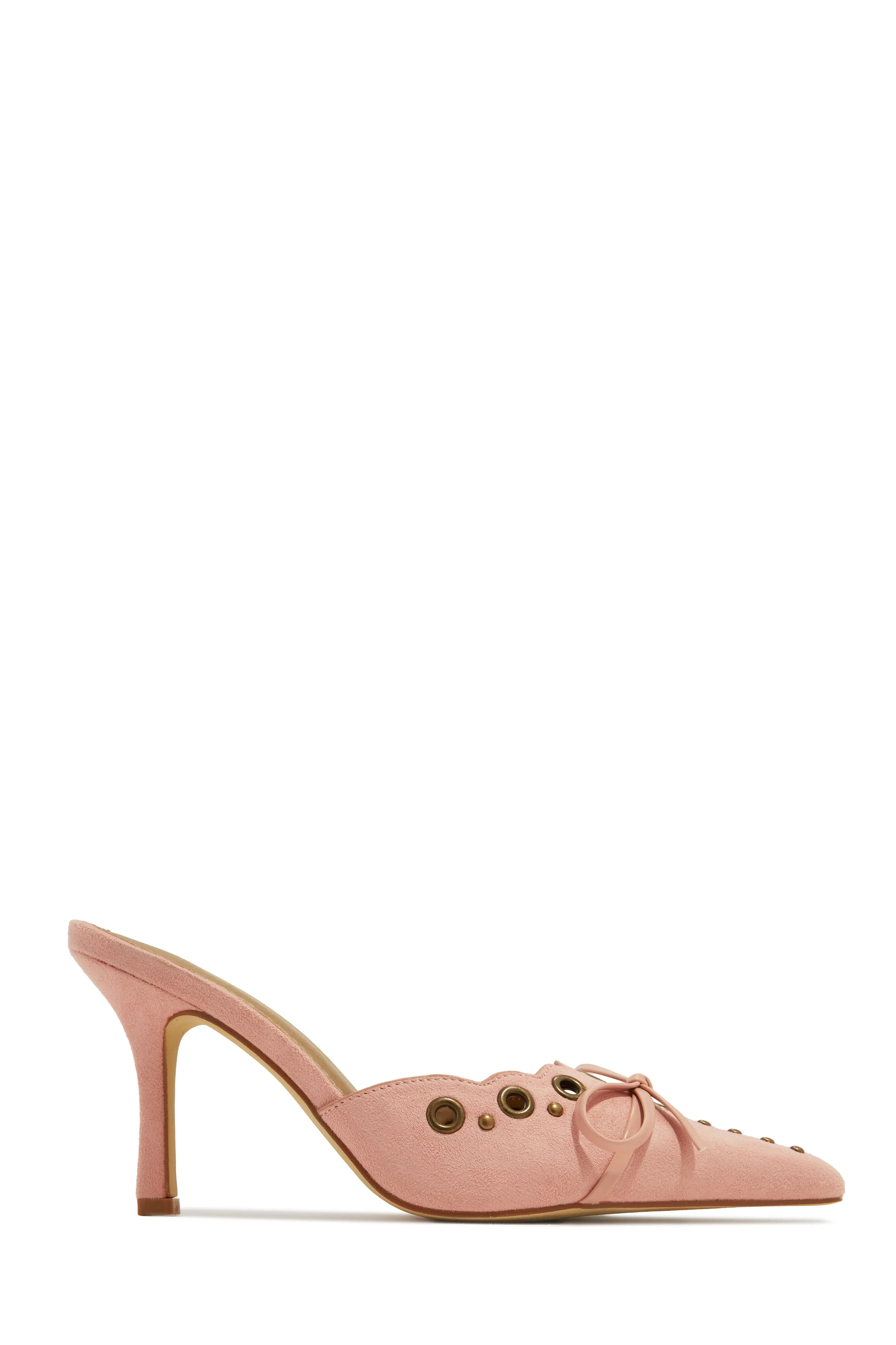 Jasmyn Mid Heel Mule Pumps - Nude