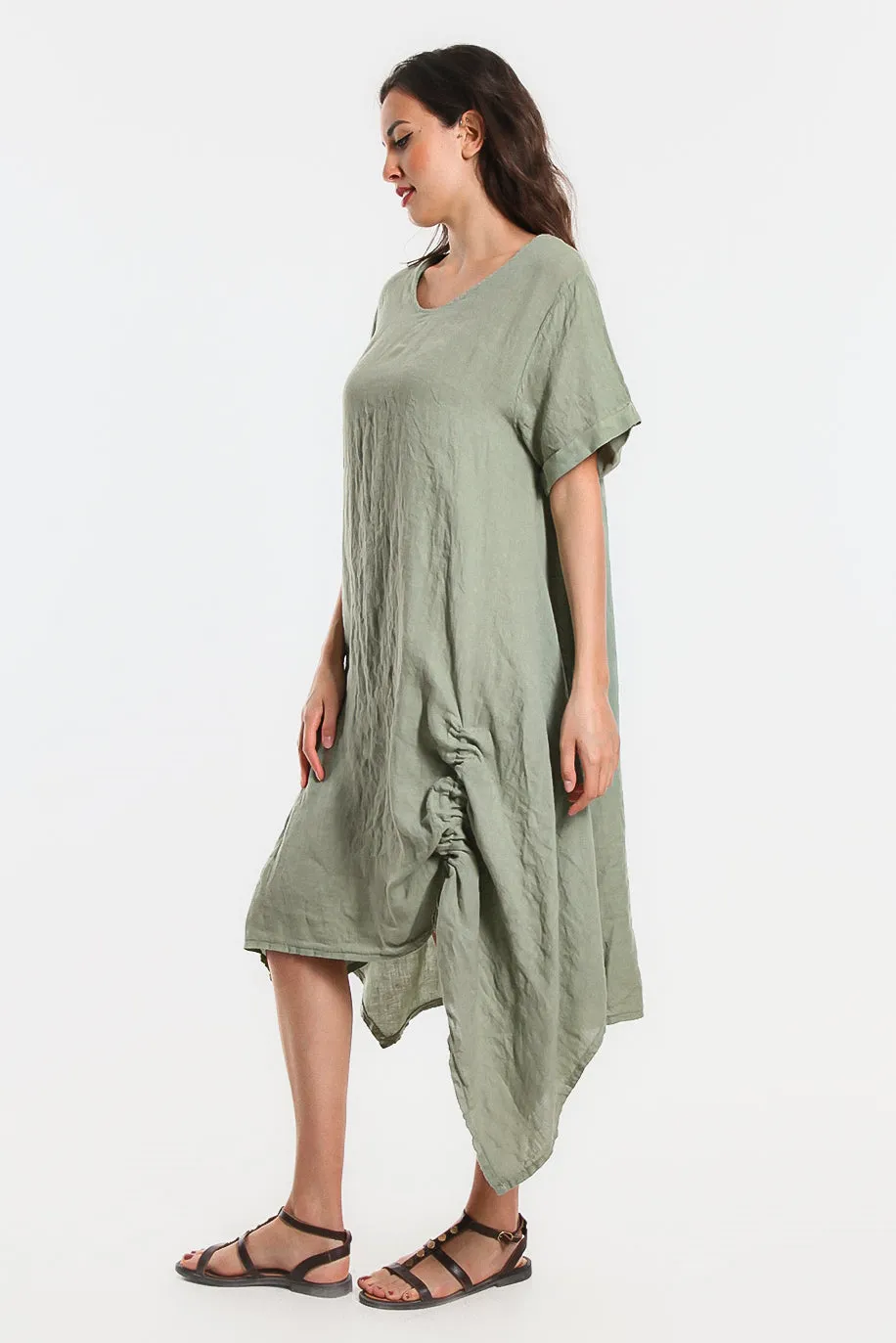 Jayde Drawstring Linen Dress (DSS116)