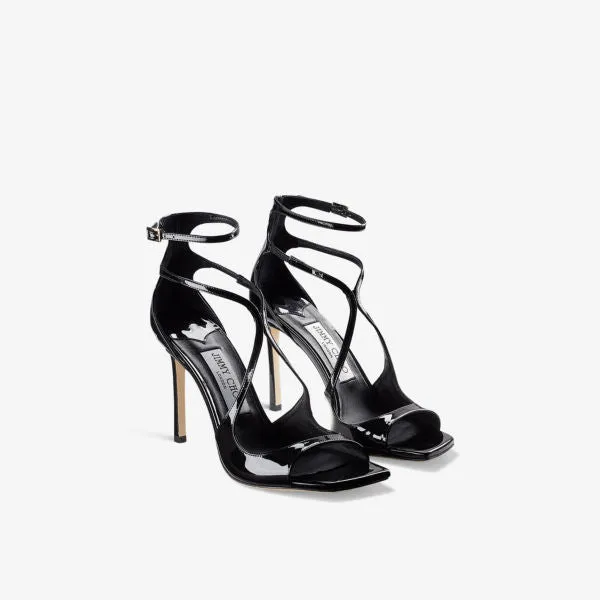 Jimmy Choo Azia 95 Leather Heeled Sandals with Straps, Black