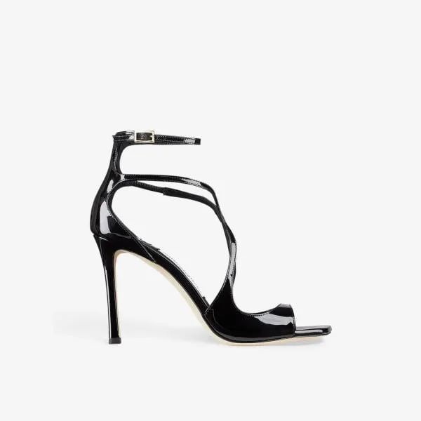 Jimmy Choo Azia 95 Leather Heeled Sandals with Straps, Black