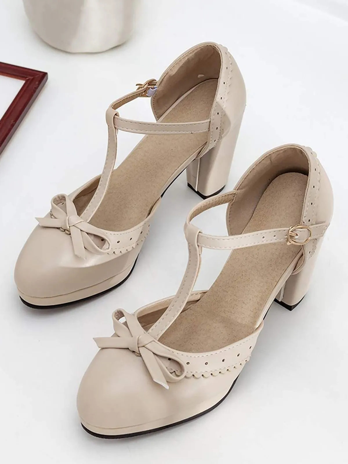 Latest Bow T-Strap High Heels Shoes