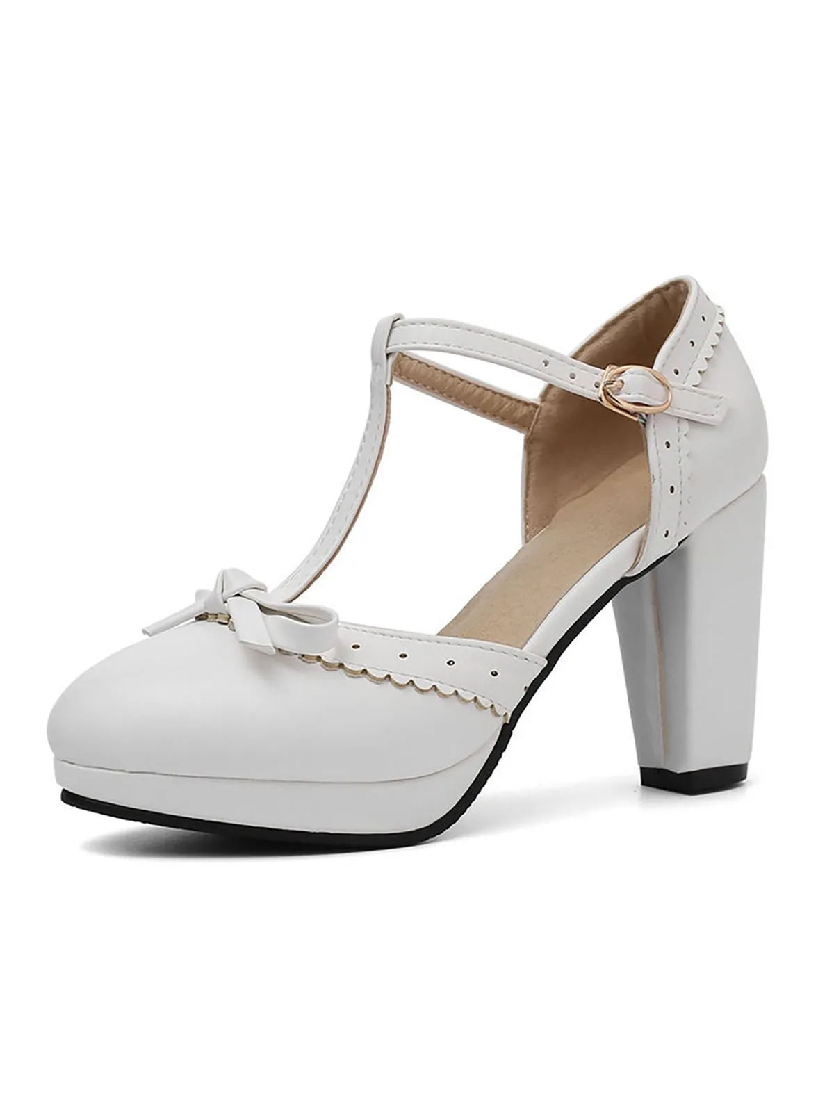 Latest Bow T-Strap High Heels Shoes