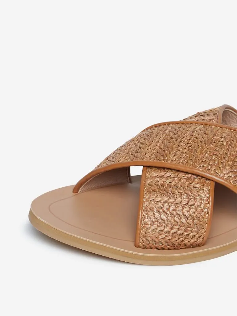 LUNA BLU Tan Criss-Cross Straps