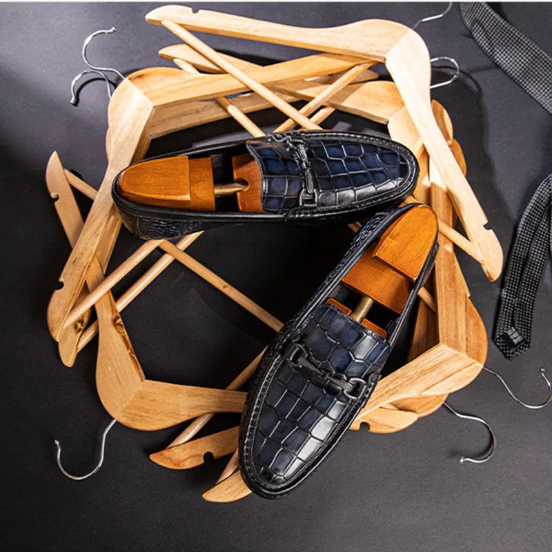 Luxury Alligator Print Leather Penny Loafers