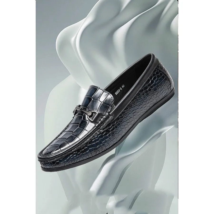 Luxury Alligator Print Leather Penny Loafers