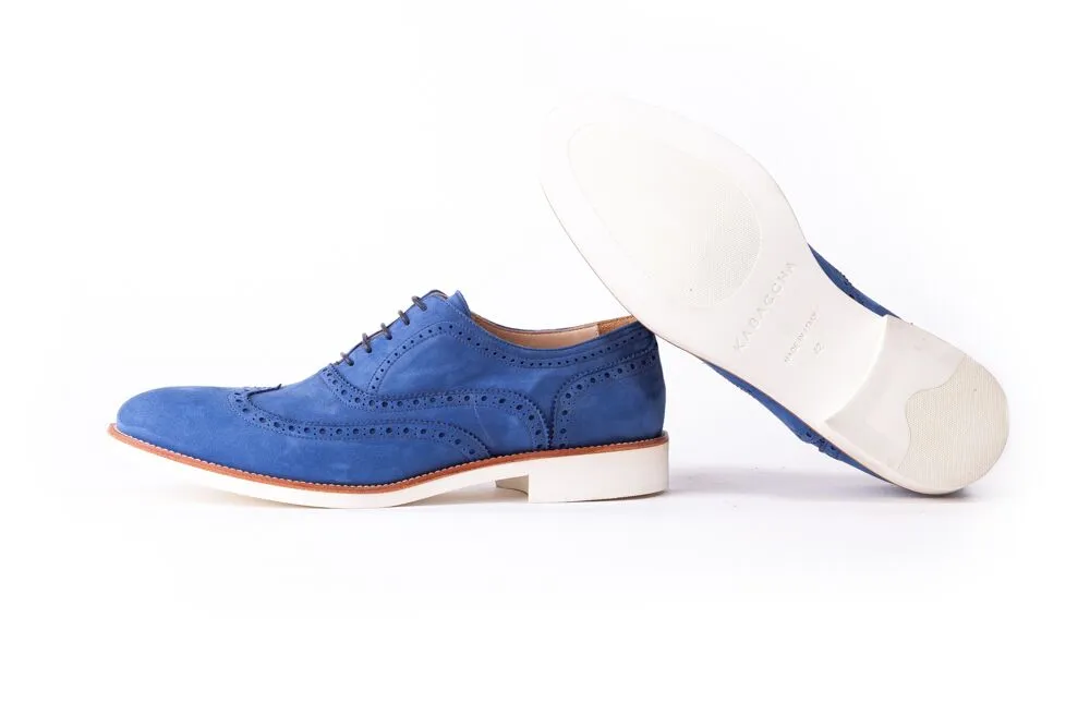 Men's Oceano Blue & Tan with White Sole Brogue Wingtip (EX- 109)