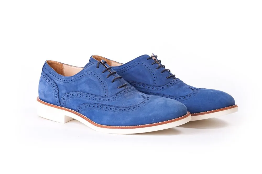 Men's Oceano Blue & Tan with White Sole Brogue Wingtip (EX- 109)