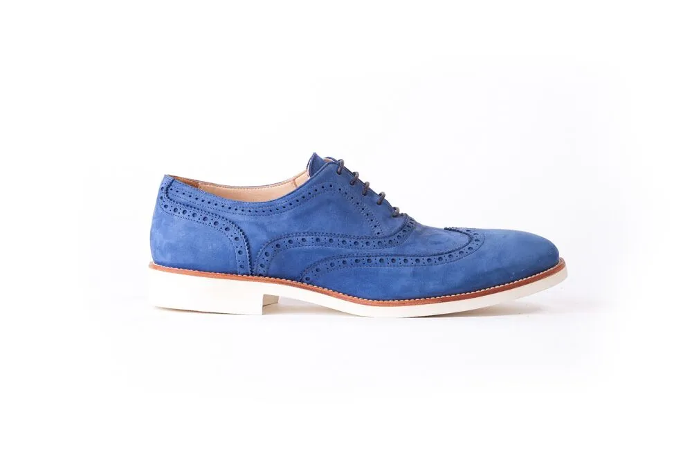 Men's Oceano Blue & Tan with White Sole Brogue Wingtip (EX- 109)