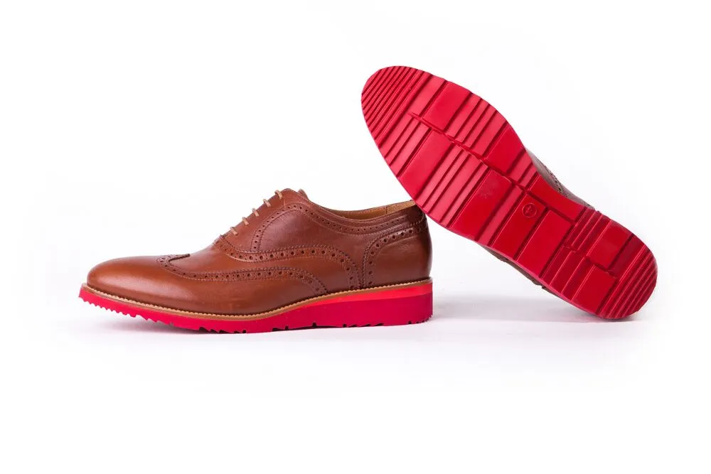 Men's Tan & Red Brogue Wingtip (EX -104)