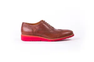 Men's Tan & Red Brogue Wingtip (EX -104)