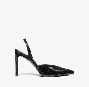 Michael Kors Presley Crocodile Embossed Leather Pumps, Black