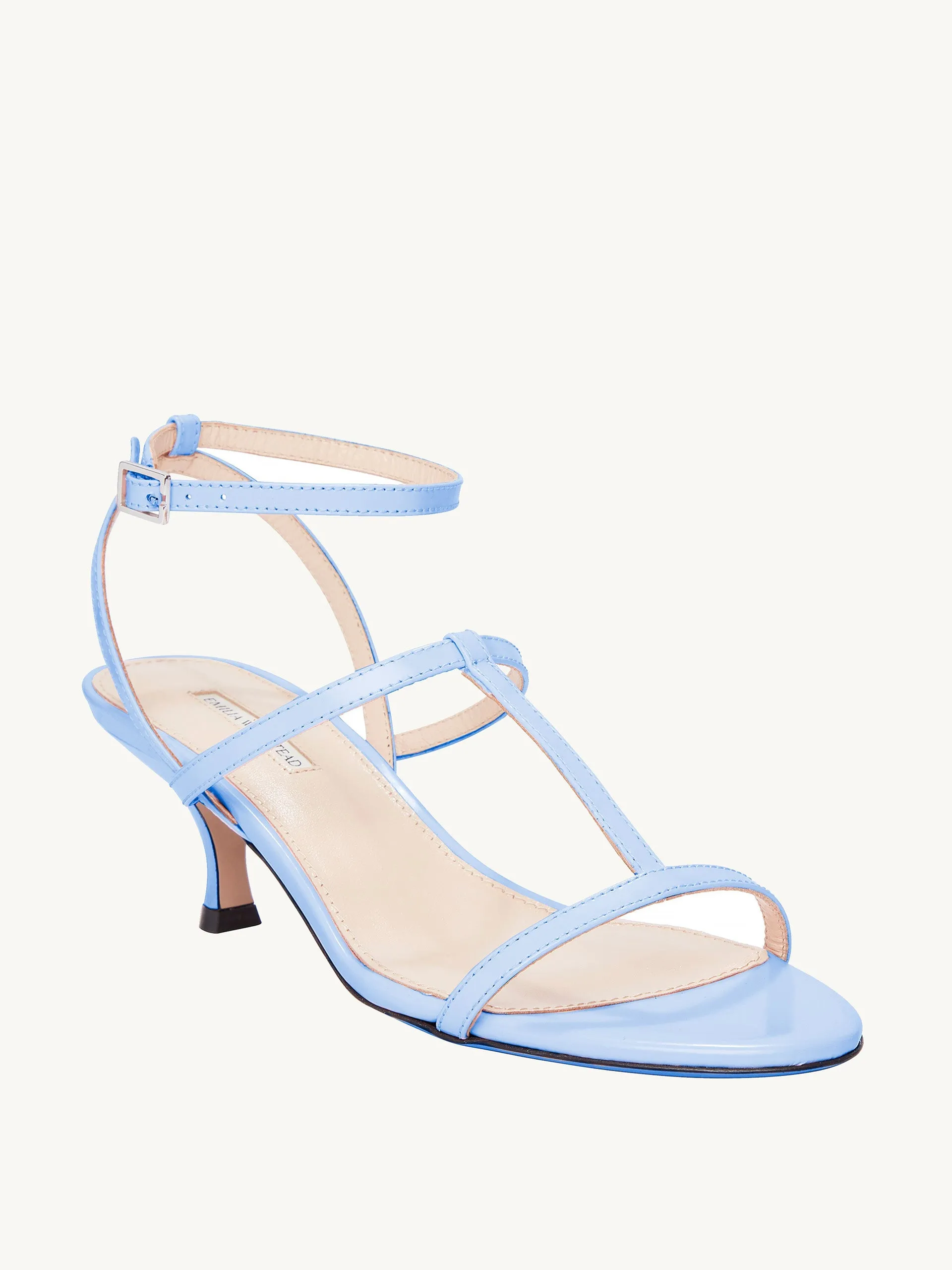 Novie kitten heel in baby blue leather