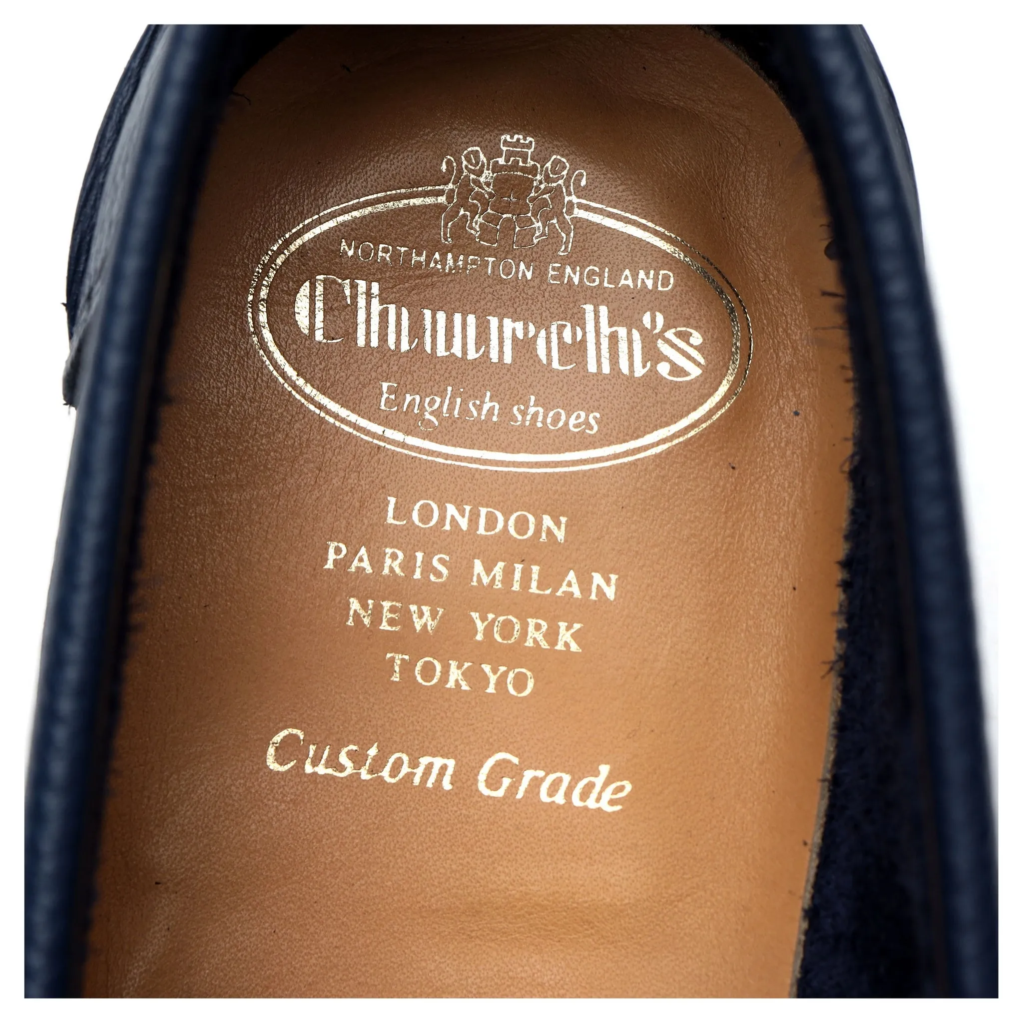 'Pembrey' Navy Blue Leather Loafers UK 10.5 F