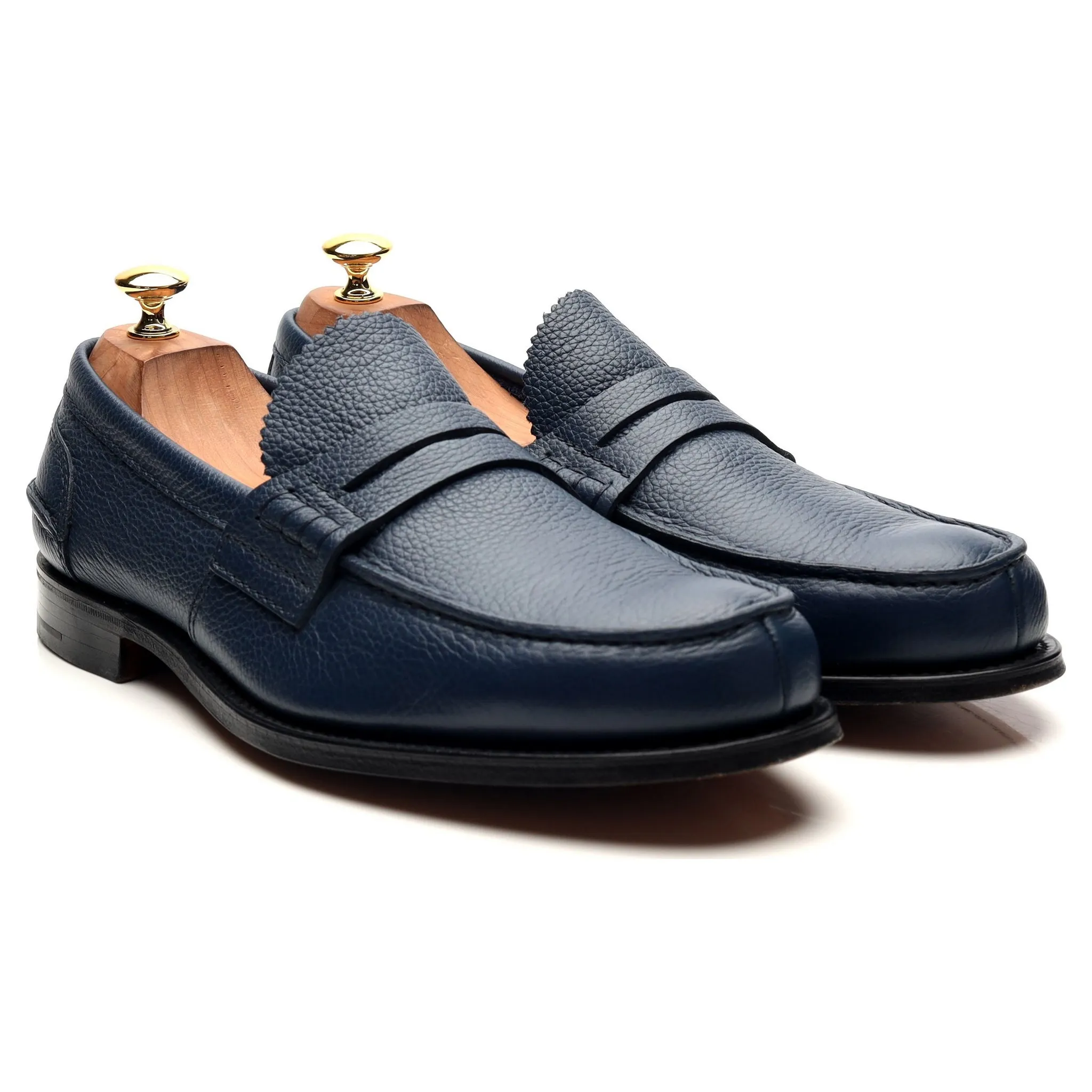 'Pembrey' Navy Blue Leather Loafers UK 10.5 F