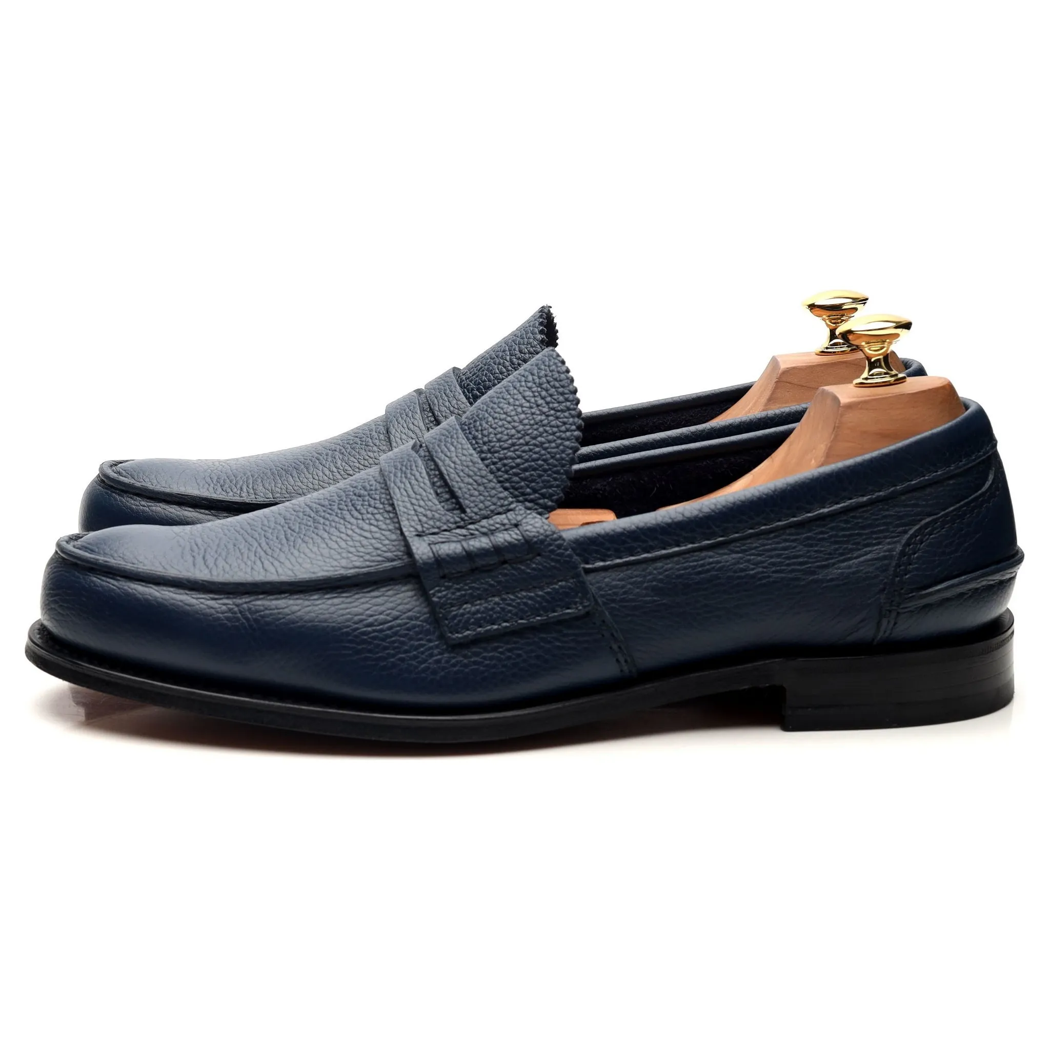 'Pembrey' Navy Blue Leather Loafers UK 10.5 F