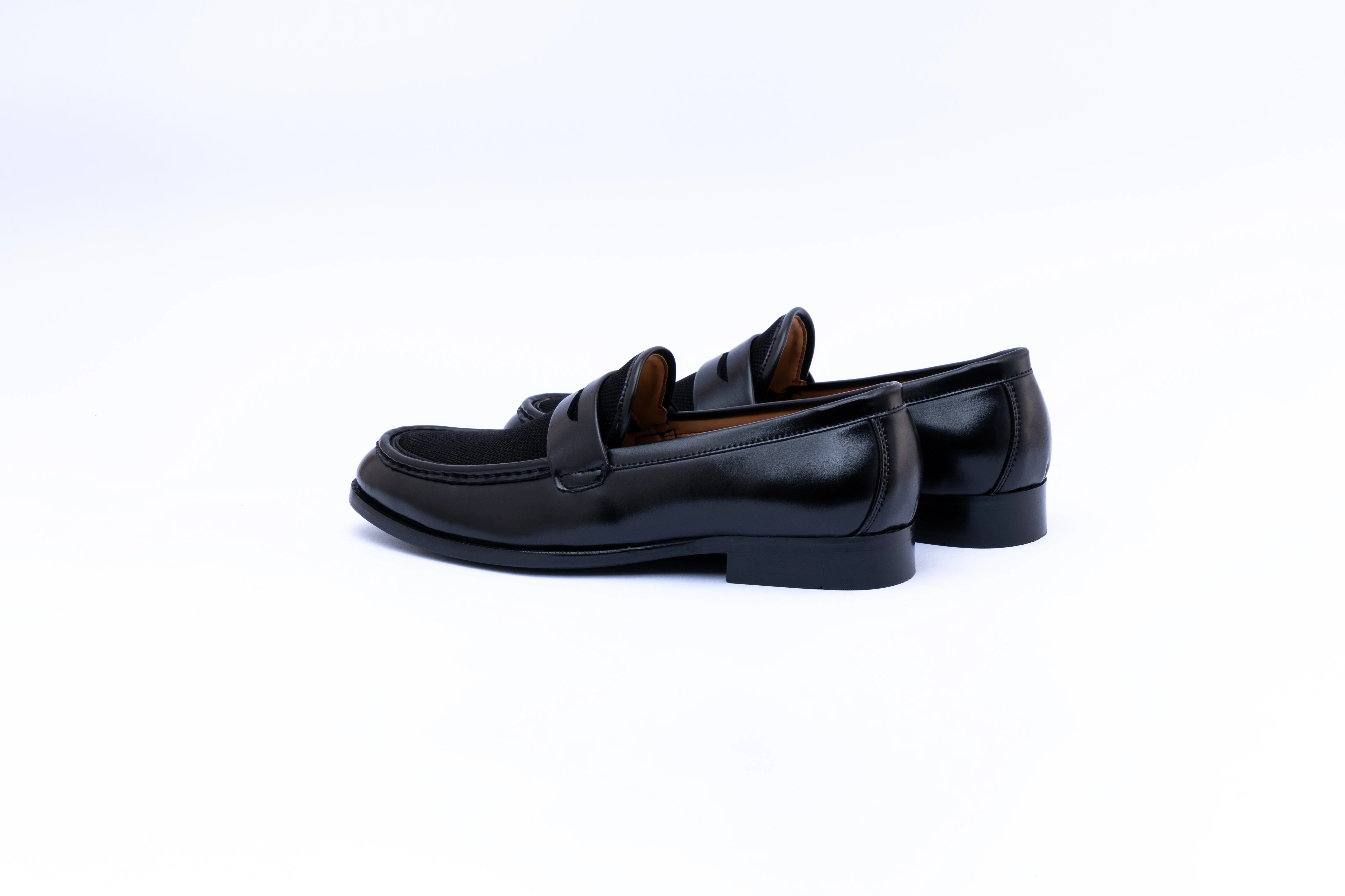 PENNY LOAFERS WITH MESH DETAIL-BLACK