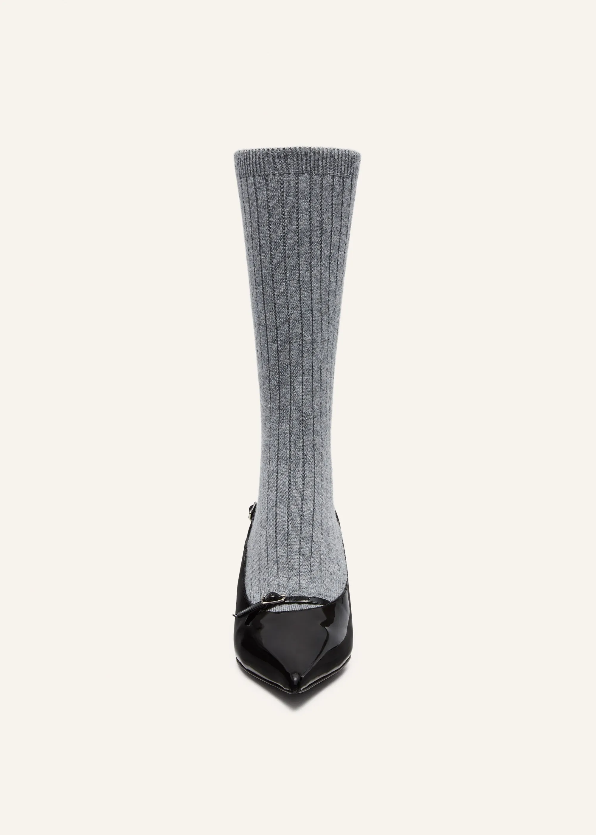 Ribbed sock kitten heels in grey