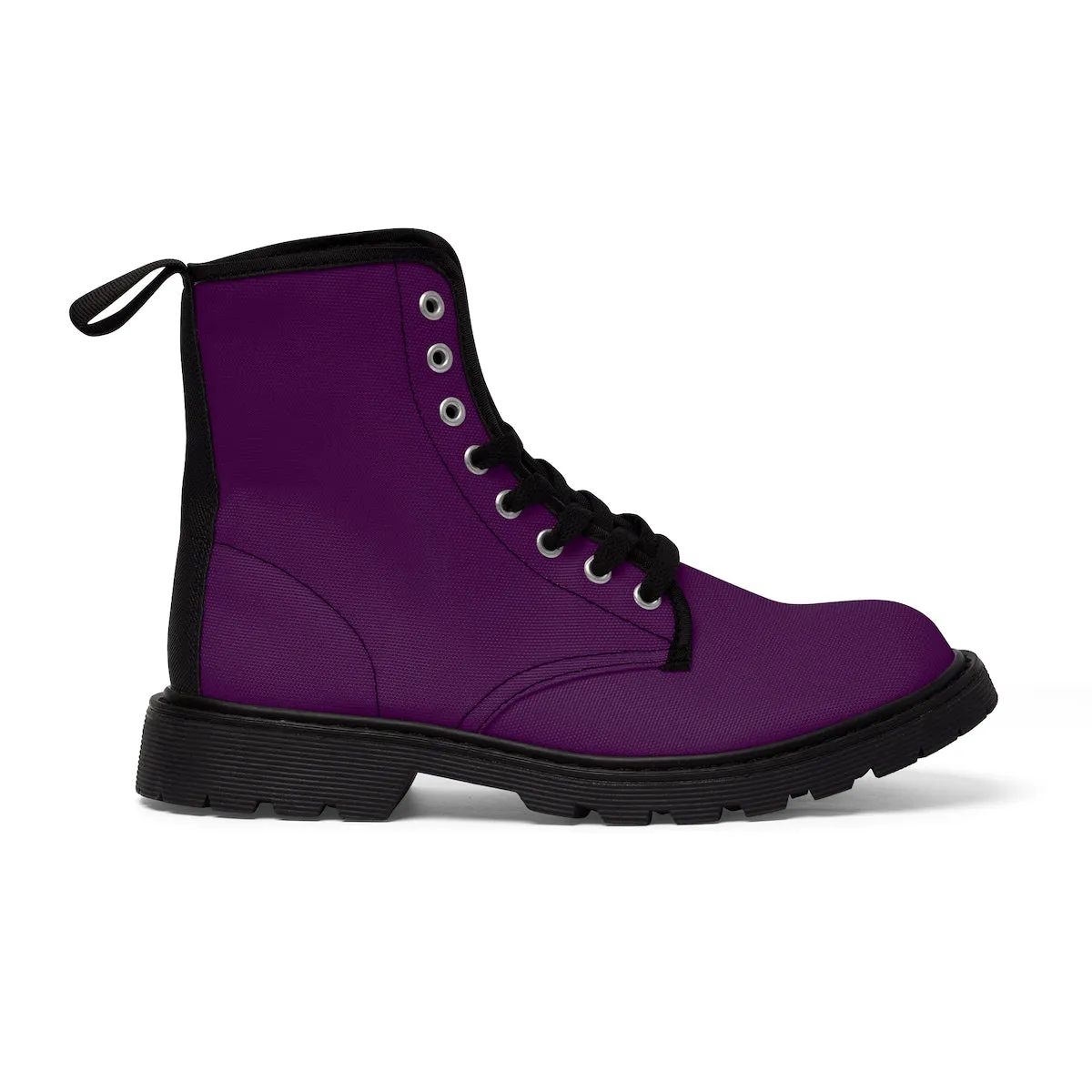 Royal Purple Women's Boots, Classic Solid Color Winter Lace-up Toe Cap Hiking Boots For Women