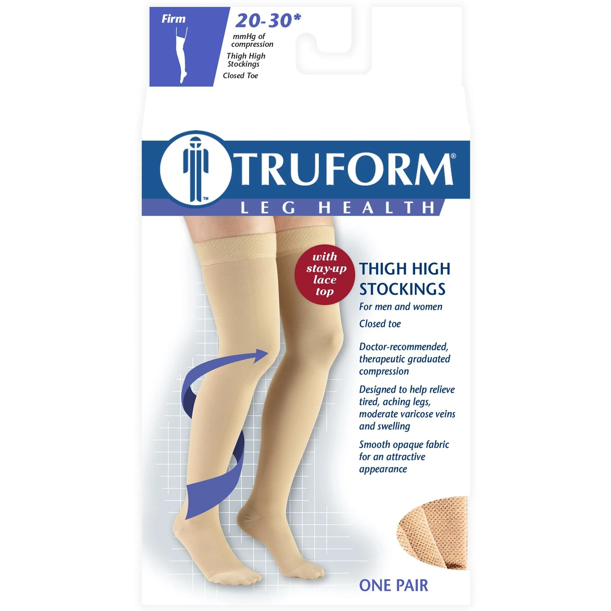 TRUFORM® Thigh High 20-30 mmHg w/ Silicone Lace Top