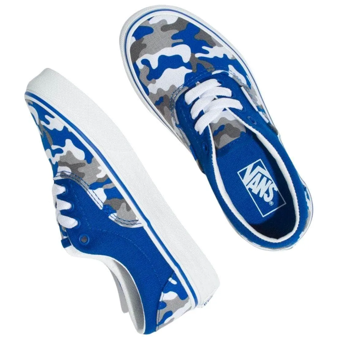 Vans Junior Era Youth Kids Skate Shoes - (Primary Camo) Nautical Blue True White