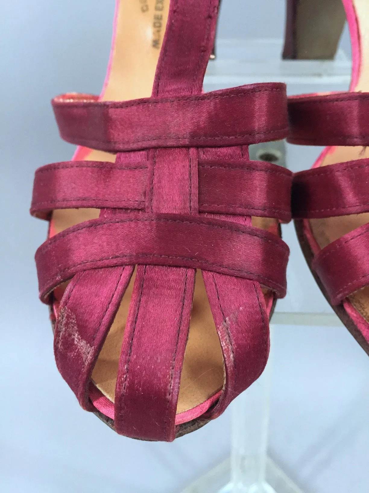 Vintage 1930s Shoes / Maling Brother's T-Strap Satin Dancing Heels