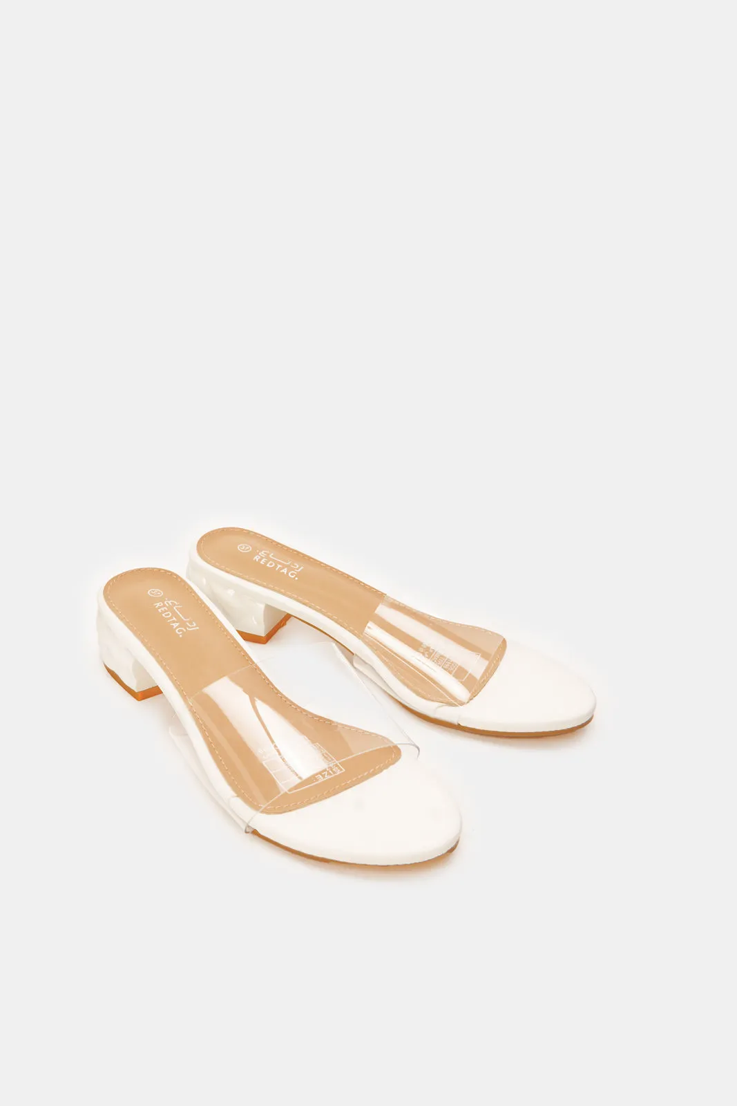 Womens White Vinyl Mule